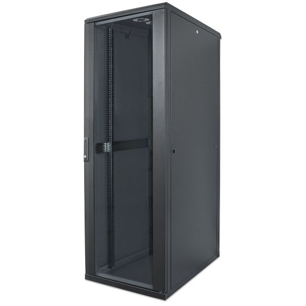 Intellinet 19" netwerkkast vrijstaand, 36U, 600x800 mm (breedte x diepte), zwart, bouwpakket (flatpack), max. 1500 kg, meerpuntsdeurslot, 1 slot per zijpaneel, bruikbare diepte 123–573 mm, IP20, staal (713153)