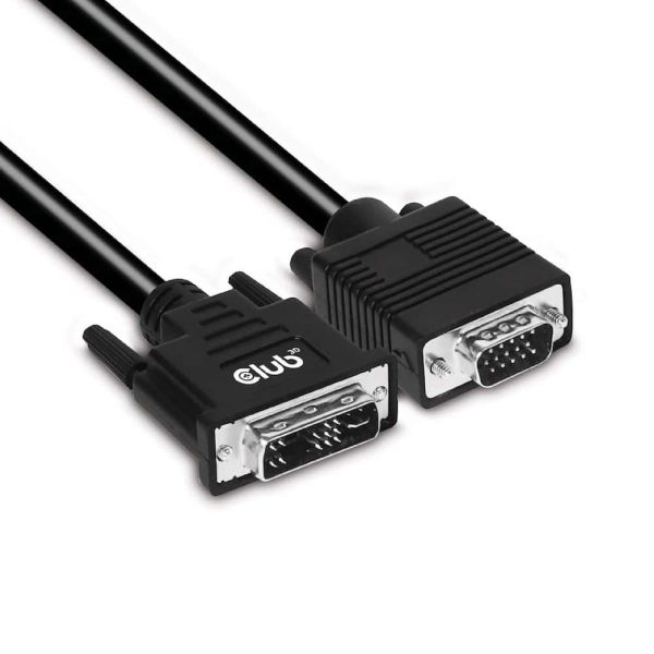 CLUB3D DVI-A TO VGA CABLE M/M 3m/ 9.8ft 28 AWG DVI-D Zwart (CAC-1243) CLUB3D DVI-A TO VGA CABLE M/M 3m/ 9.8ft 28 AWG DVI-D Zwart (CAC-1243)