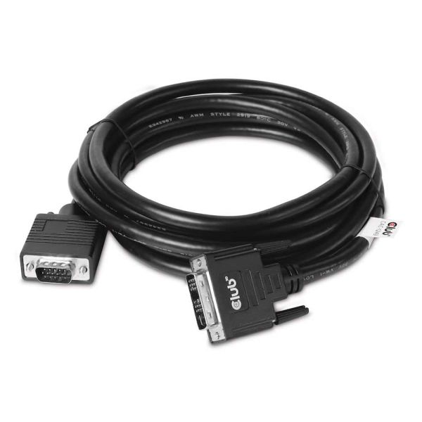 CLUB3D DVI-A TO VGA CABLE M/M 3m/ 9.8ft 28 AWG DVI-D Zwart (CAC-1243)