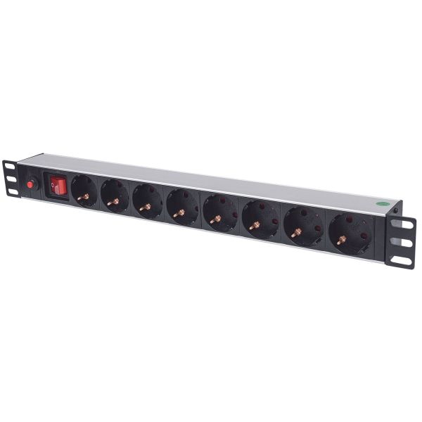 Intellinet 713986 energiedistributie 8 AC-uitgang(en) 1U Aluminium, Zwart (713986)
