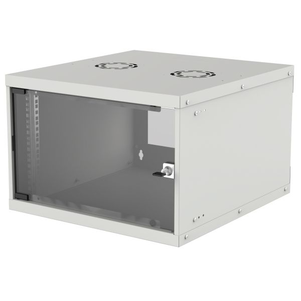 Intellinet 19" netwerkkast wand (basic), 6U, 400 mm diep, grijs, bouwpakket, max. 50 kg, bruikbare diepte 340 mm, glazen deur, montagemateriaal niet inbegrepen (714150)