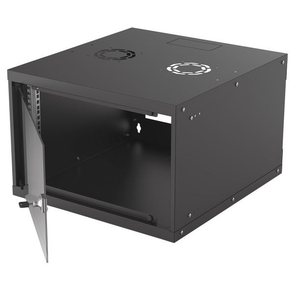 Intellinet 19" netwerkkast wand (basic), 6U, 560 mm diep, zwart, bouwpakket, max. 50 kg, bruikbare diepte 500 mm, glazen deur, montagemateriaal niet inbegrepen (714785)