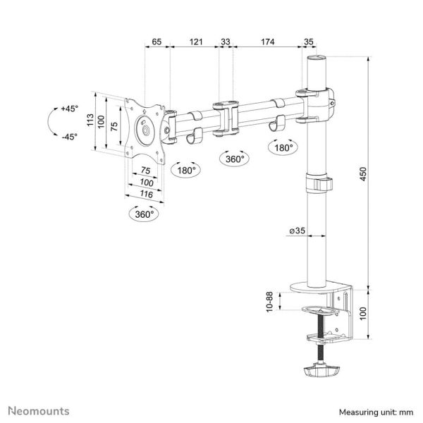 Neomounts monitorarm (NM-D135WHITE)