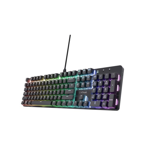 Trust GXT 871 Zora Gaming Toetsenbord - Mechanisch toetsenbord – QWERTY US-indeling – RGB-verlichting – Zwart (25510)