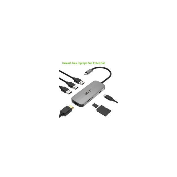 Acer HP.DSCAB.008 laptop dock & poortreplicator Bedraad USB 3.2 Gen 2 (3.1 Gen 2) Type-C Zilver (HP.DSCAB.008)