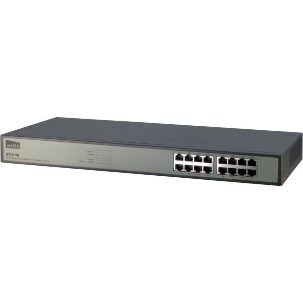 Inter-Tech ST3116 Fast Ethernet (10/100) Zwart, Grijs (88883017)