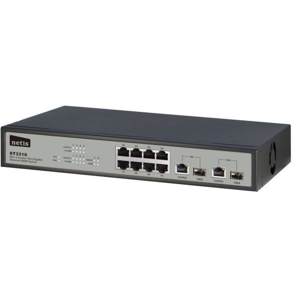 Inter-Tech ST3310 Managed Fast Ethernet (10/100) Zwart, Grijs (88883031)