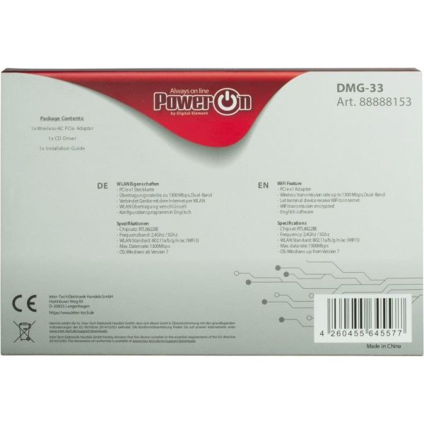 Inter-Tech DMG-33 Intern WLAN 1300 Mbit/s (88888153)