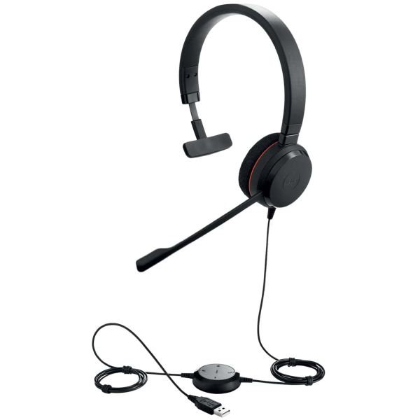 Jabra Evolve 20 MS Mono Headset Bedraad Hoofdband Kantoor/callcenter USB Type-A Zwart (4993-823-109)