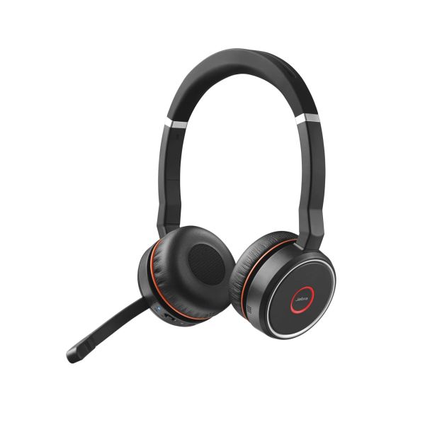 Jabra Evolve 75 MS Stereo Headset Bedraad en draadloos Hoofdband Kantoor/callcenter Micro-USB Bluetooth Zwart, Rood (7599-832-109)