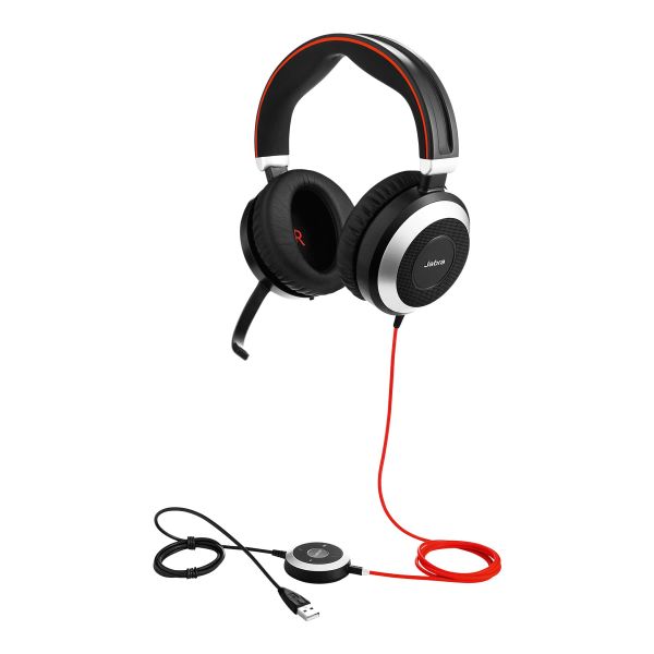 Jabra Evolve 80 UC Stereo Headset Bedraad Hoofdband Kantoor/callcenter Bluetooth Zwart (7899-829-209)