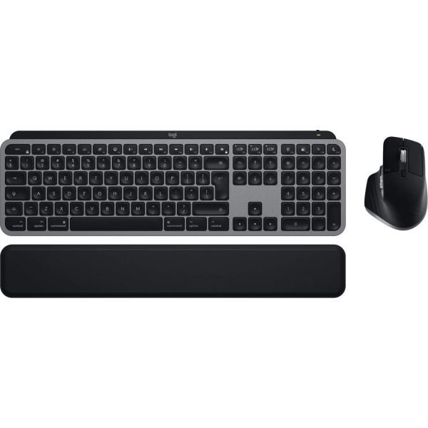 Logitech MX Keys S Combo for Mac toetsenbord Inclusief muis Thuis/Werk RF-draadloos + Bluetooth QWERTY US International Aluminium, Zwart (920-012845)