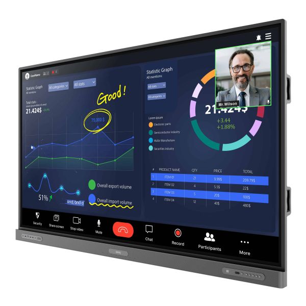 BenQ RP8603 Interactief flatscreen 2,18 m (86") Wifi 450 cd/m² 4K Ultra HD Zwart Touchscreen Type processor Android 11 18/7 (9H.F84TK.DE5)