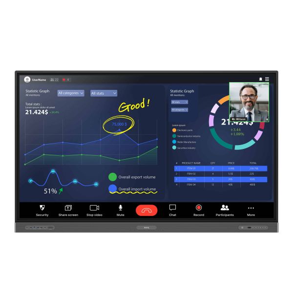 BenQ RP8603 Interactief flatscreen 2,18 m (86") Wifi 450 cd/m² 4K Ultra HD Zwart Touchscreen Type processor Android 11 18/7 (9H.F84TK.DE5) BenQ RP8603 Interactief flatscreen 2,18 m (86") Wifi 450 cd/m² 4K Ultra HD Zwart Touchscreen Type processor Android 11 18/7 (9H.F84TK.DE5)