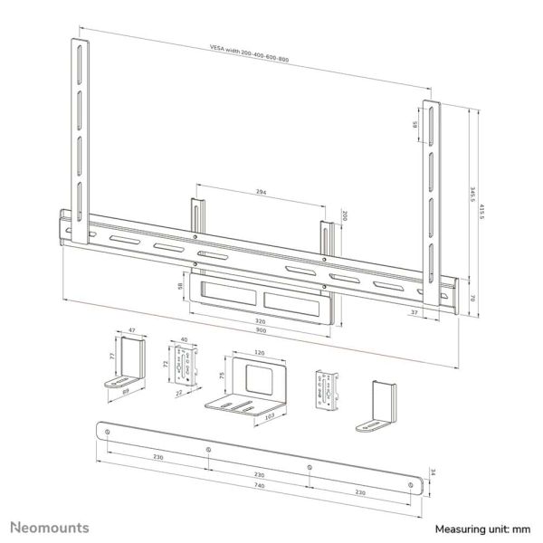 Neomounts universele videobar kit (AV2-500BL)