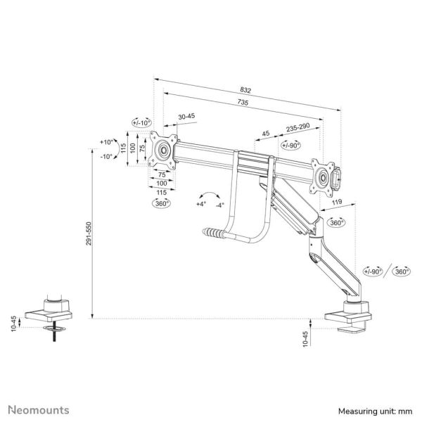 Neomounts monitorarm (DS75-450WH2)