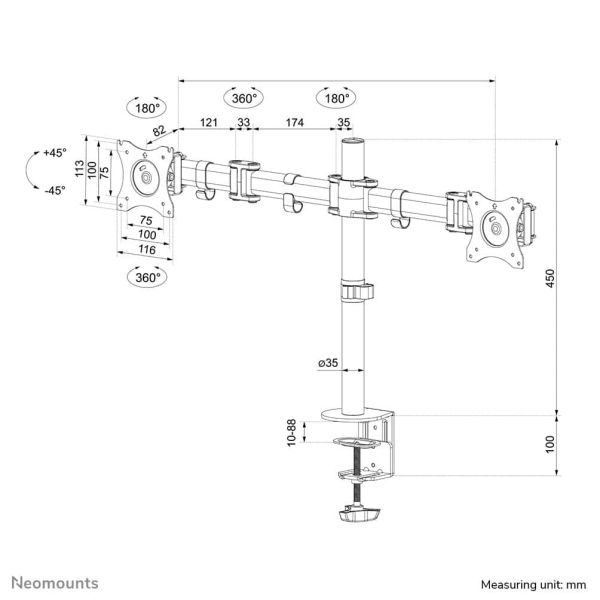 Neomounts monitorarm (NM-D135DBLACK)