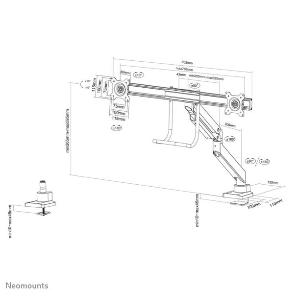 Neomounts monitorarm (NM-D775DXBLACK) n/a