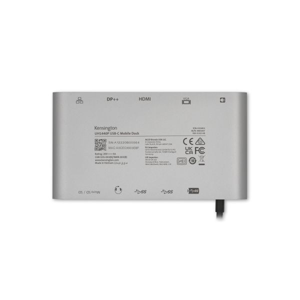 Kensington UH1440P USB-C 5Gbps Dual Video Driverless Mobile Dock – 85W Pass-Through Power – DP/HDMI/VGA (K33853WW)