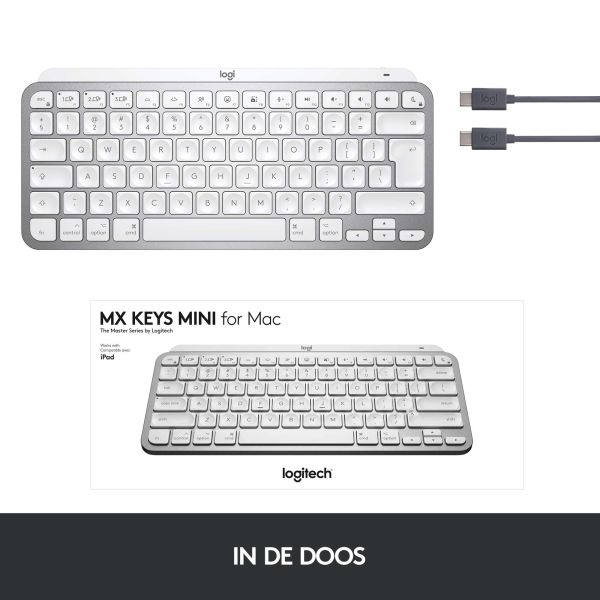Logitech MX Keys Mini For Mac Minimalist Wireless Illuminated Keyboard toetsenbord Kantoor Bluetooth QWERTY Engels Wit (920-010526)