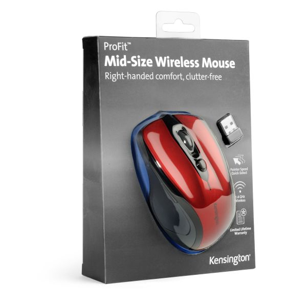 Kensington Pro Fit Mid-Size Wireless Mouse Ruby Red (K72422WW) Kensington Pro Fit Mid-Size Wireless Mouse Ruby Red (K72422WW)