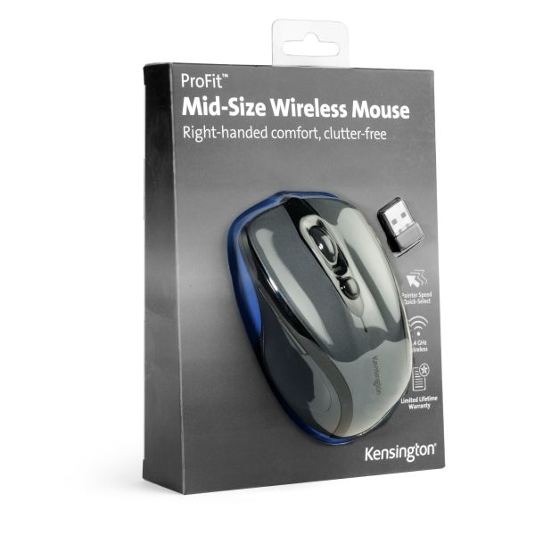 Kensington Pro Fit Mid-Size Wireless Mouse Graphite Grey (K72423WW)