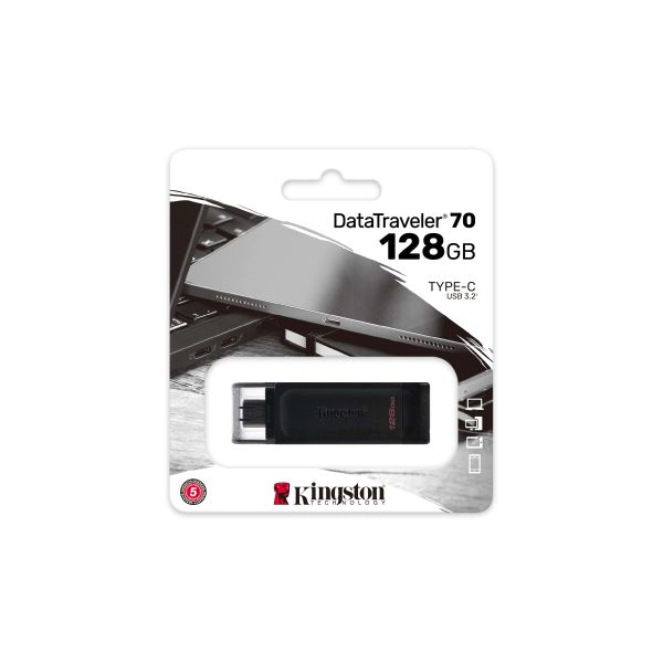 Kingston Technology DataTraveler 70 USB flash drive 128 GB USB Type-C 3.2 Gen 1 (3.1 Gen 1) Zwart (DT70/128GB)