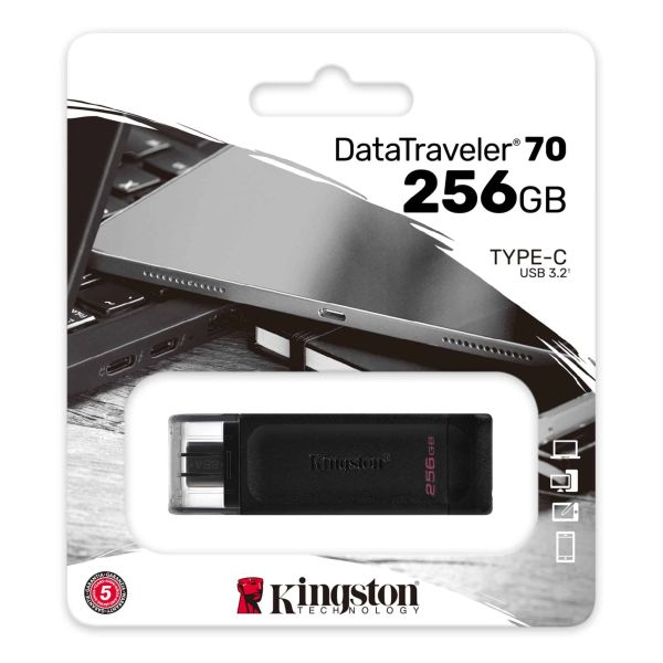 Kingston Technology 70 USB flash drive 256 GB USB Type-C 3.2 Gen 1 (3.1 Gen 1) Zwart (DT70/256GB)