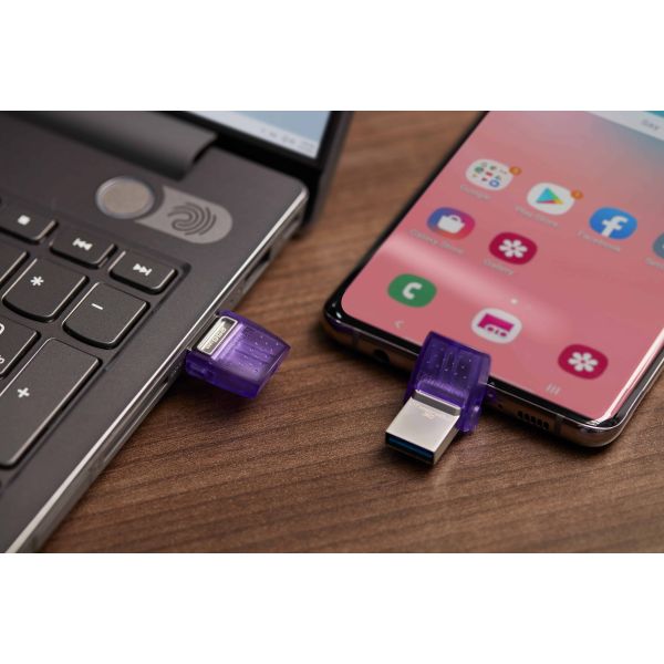 Kingston Technology DataTraveler 256GB microDuo 3C 200 MB/s dubbele USB-A + USB-C (DTDUO3CG3/256GB)
