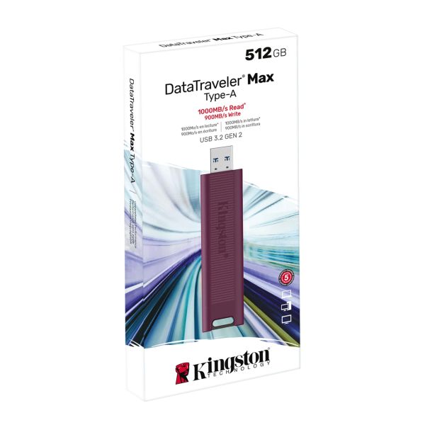 Kingston Technology DataTraveler Max USB flash drive 512 GB USB Type-A 3.2 Gen 2 (3.1 Gen 2) Rood (DTMAXA/512GB)