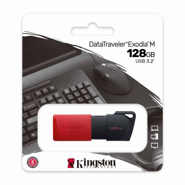 Kingston Technology DataTraveler Exodia M USB flash drive 128 GB USB Type-A 3.2 Gen 1 (3.1 Gen 1) Zwart, Rood (DTXM/128GB)