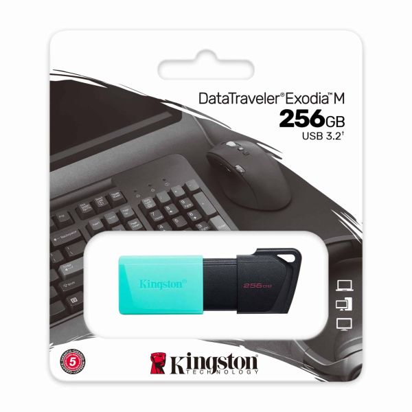 Kingston Technology DataTraveler Exodia M USB flash drive 256 GB USB Type-A 3.2 Gen 1 (3.1 Gen 1) Zwart, Turkoois (DTXM/256GB)