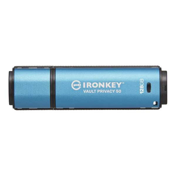 Kingston Technology IronKey Vault Privacy 50 USB flash drive 128 GB USB Type-A 3.2 Gen 1 (3.1 Gen 1) Blauw (IKVP50/128GB)