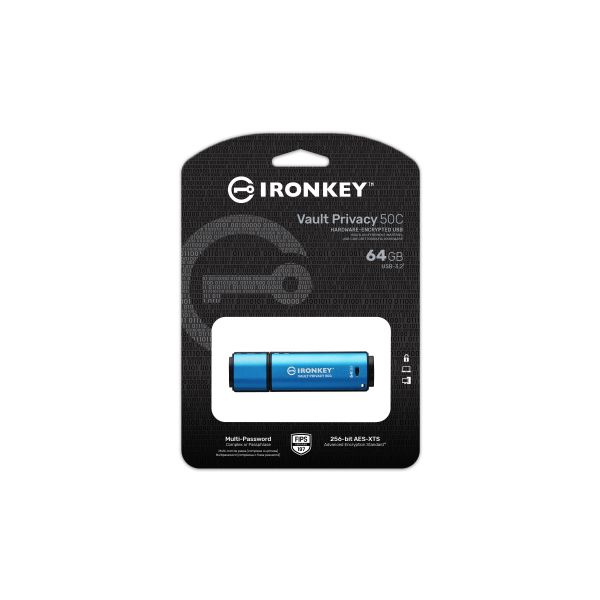 Kingston Technology IronKey 64GB USB-C Vault Privacy 50C AES-256 versleuteling, FIPS 197 (IKVP50C/64GB) Kingston Technology IronKey 64GB USB-C Vault Privacy 50C AES-256 versleuteling, FIPS 197 (IKVP50C/64GB)