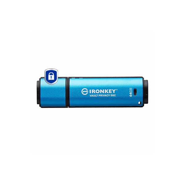 Kingston Technology IronKey 64GB USB-C Vault Privacy 50C AES-256 versleuteling, FIPS 197 (IKVP50C/64GB)