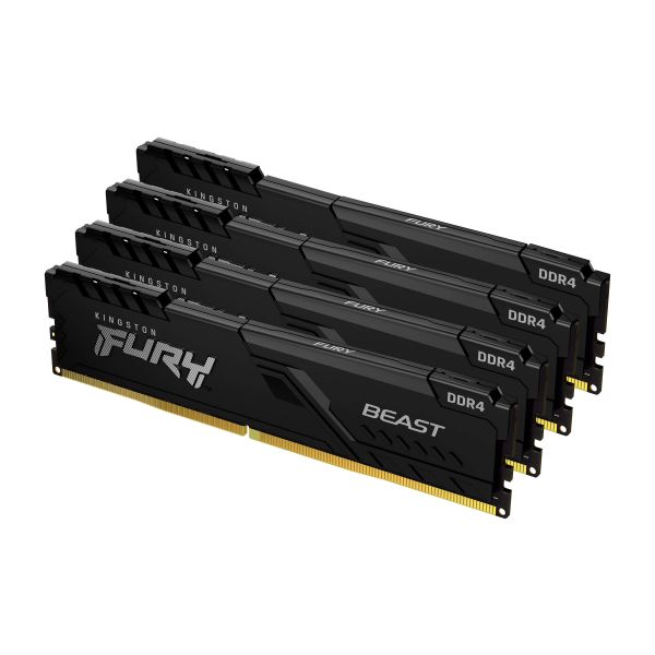 Kingston Technology FURY Beast 16GB 2666MT/s DDR4 CL16 DIMM (Kit van 4) Black (KF426C16BBK4/16)