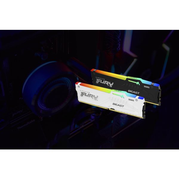 Kingston Technology FURY 64GB 5200MT/s DDR5 CL40 DIMM (Kit van 2) Beast White RGB XMP (KF552C40BWAK2-64)