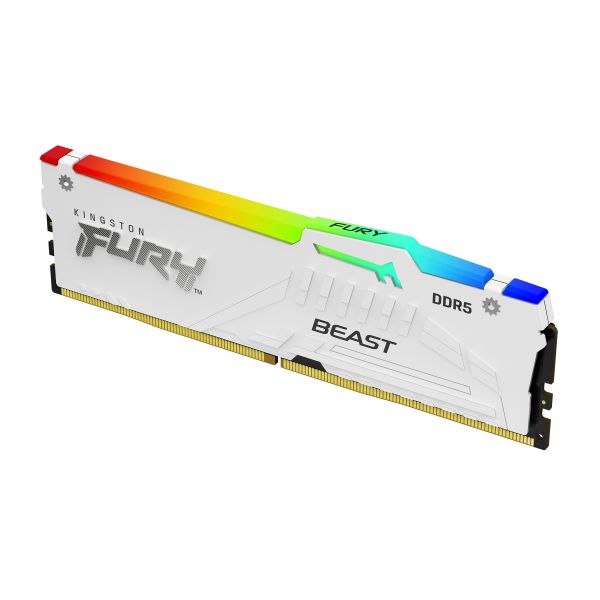 Kingston Technology FURY Beast 64GB 5200MT/s DDR5 CL40 DIMM (Kit van 2) White RGB XMP (KF552C40BWAK2-64) 1/5 Kingston Technology FURY Beast 64GB 5200MT/s DDR5 CL40 DIMM (Kit van 2) White RGB XMP