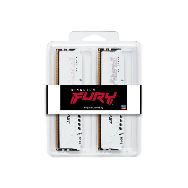 Kingston Technology FURY Beast 64GB 5200MT/s DDR5 CL40 DIMM (set van 2) White XMP (KF552C40BWK2-64) 1/5 Kingston Technology FURY Beast 64GB 5200MT/s DDR5 CL40 DIMM (set van 2) White XMP