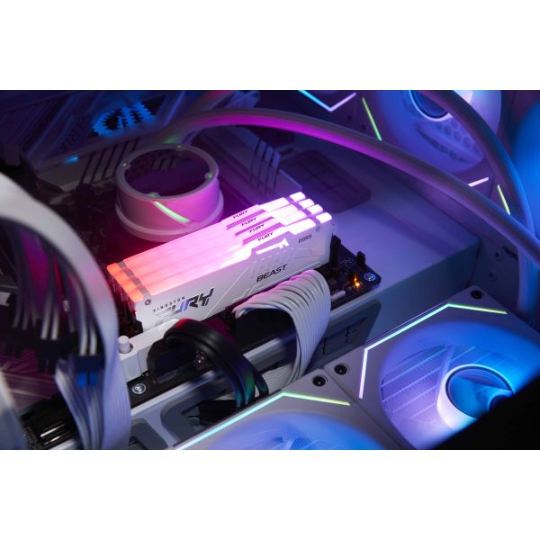 Kingston Technology FURY Beast 64GB 5600MT/s DDR5 CL40 DIMM (Kit van 2) White RGB XMP (KF556C40BWAK2-64) 1/1 Kingston Technology FURY Beast 64GB 5600MT/s DDR5 CL40 DIMM (Kit van 2) White RGB XMP