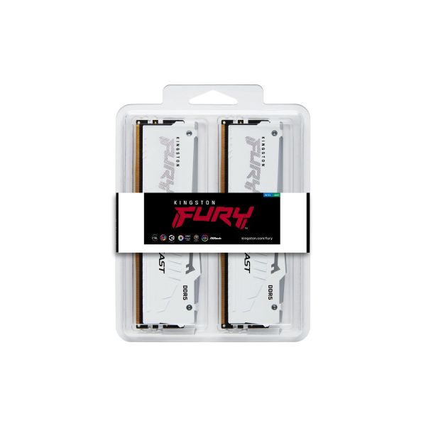 Kingston Technology FURY Beast 64GB 5600MT/s DDR5 CL40 DIMM (Kit van 2) White RGB XMP (KF556C40BWAK2-64) 1/1 Kingston Technology FURY Beast 64GB 5600MT/s DDR5 CL40 DIMM (Kit van 2) White RGB XMP