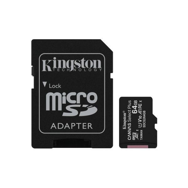 Kingston Technology 64GB micSDXC Canvas Select Plus 100R A1 C10 kaart + ADP (SDCS2/64GB)