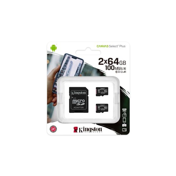 Kingston Technology Canvas Select Plus 64 GB SDXC UHS-I Klasse 10 (SDCS2/64GB-2P1A)