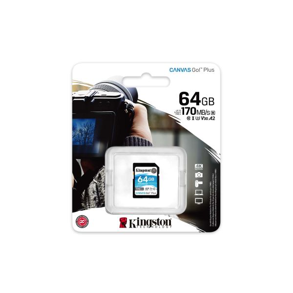 Kingston Technology Canvas Go! Plus 64 GB SD UHS-I Klasse 10 (SDG3/64GB)