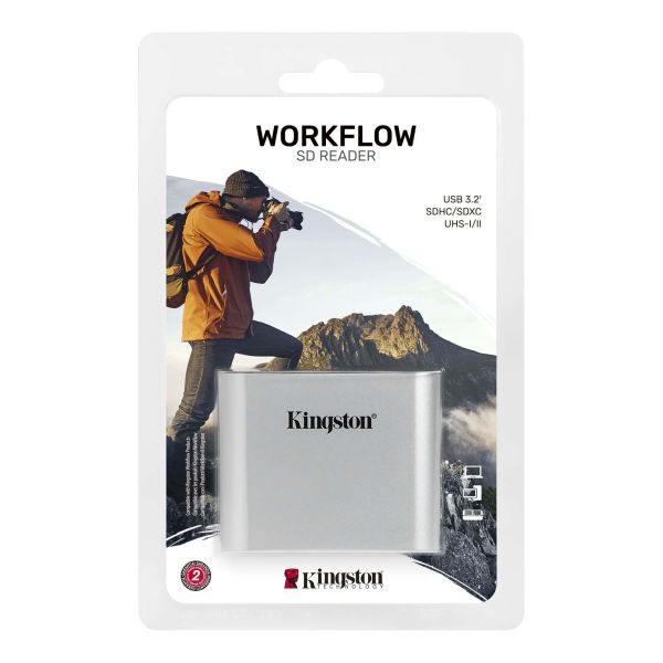 Kingston Technology Workflow SD Reader geheugenkaartlezer USB 3.2 Gen 1 (3.1 Gen 1) Zwart, Zilver (WFS-SD)