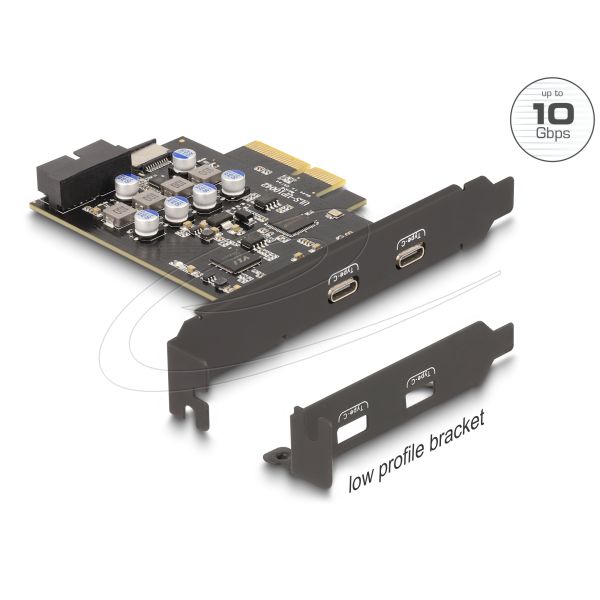 Delock PCI Express x4 Adapter naar 2x USB Type-C (90345)