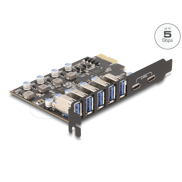 Delock USB 5 Gbps PCI Express x1 Kaart met 5 Externe Poorten (90346)