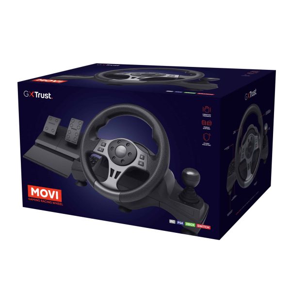Trust GXT 289 Movi Zwart USB Stuurwiel + pedalen Nintendo Switch, PlayStation 4, Xbox One S, Xbox One X, Xbox Series S, Xbox Series X (25122)