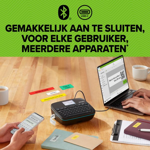 DYMO LabelManager Executive 640 CB draagbare labelprinterkit met draagtas en 3 labelcassettes | compacte QWERTY-labelmaker | Bluetooth- & USB-connectiviteit | compatibel met D1-labels (2202121)