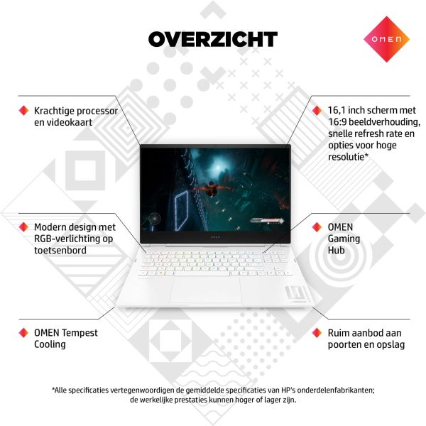 HP OMEN 16-k0390nd Intel® Core™ i9 i9-12900H Laptop 40,9 cm (16.1") Quad HD 32 GB DDR5-SDRAM 2 TB SSD NVIDIA GeForce RTX 3070 Ti Wi-Fi 6E (802.11ax) Windows 11 Home Zwart (6F870EA#ABH)